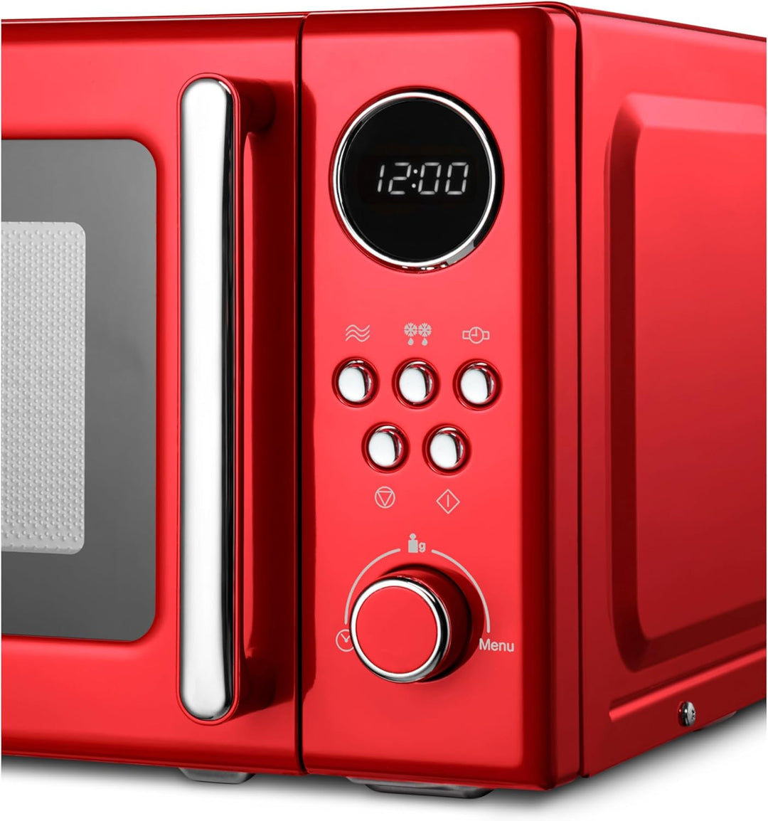 MEDION Retro Mikrowelle klein (20 Liter, ca. 800 Watt, 5 Mikrowellenstufen, 8 Automatikprogramme, Di