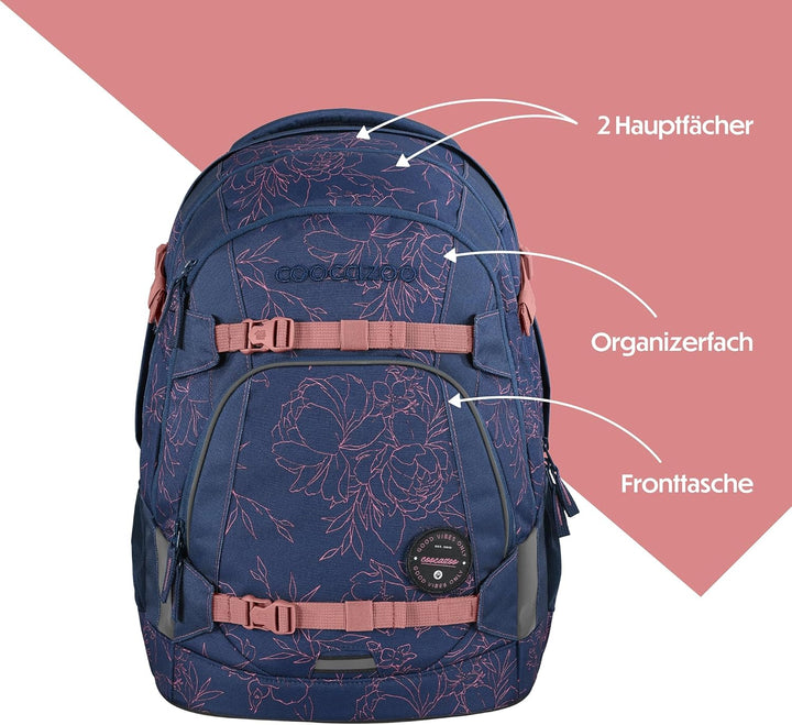 coocazoo Schulrucksack Mate, Sweet Rose, lila-rosa, ergonomischer & anpassbarer Tornister, höhen- &