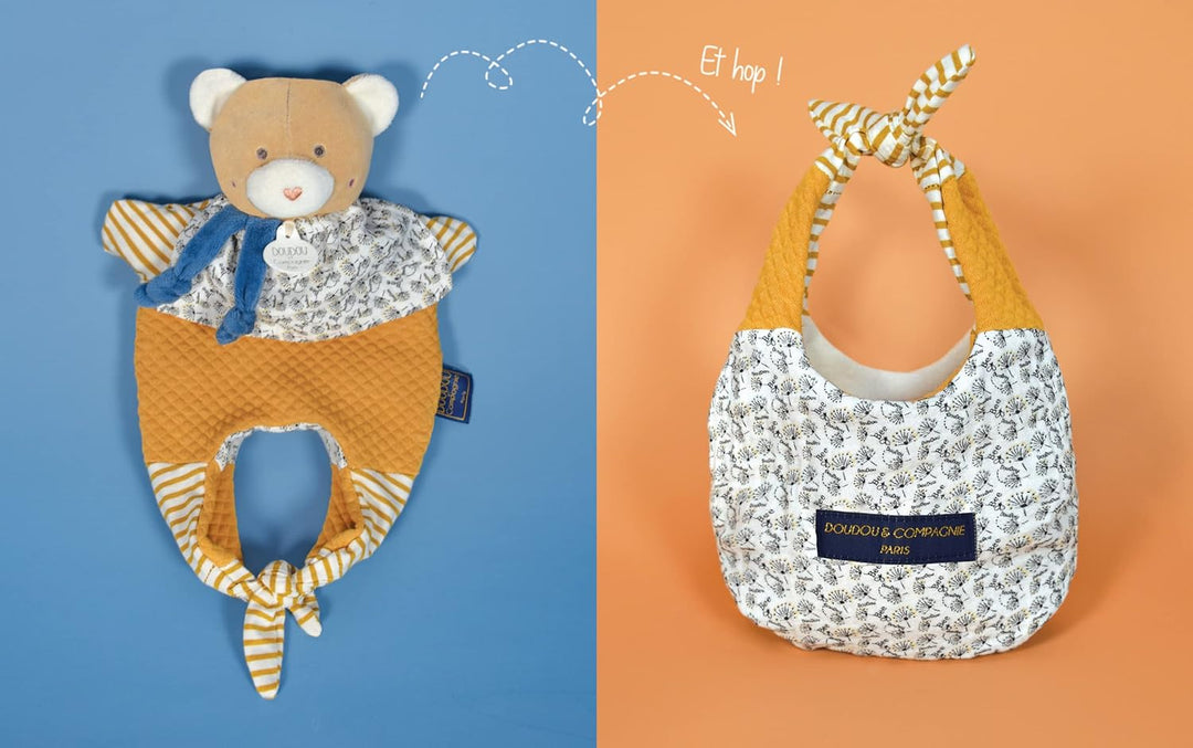 Doudou et Compagnie - Kuscheltier Bär – Kuscheltasche – Braun – 30 cm – Kuscheltier Spass – DC3823 B