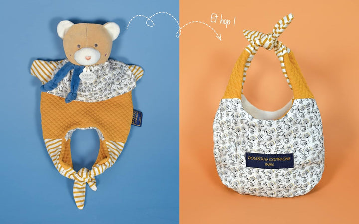 Doudou et Compagnie - Kuscheltier Bär – Kuscheltasche – Braun – 30 cm – Kuscheltier Spass – DC3823 B