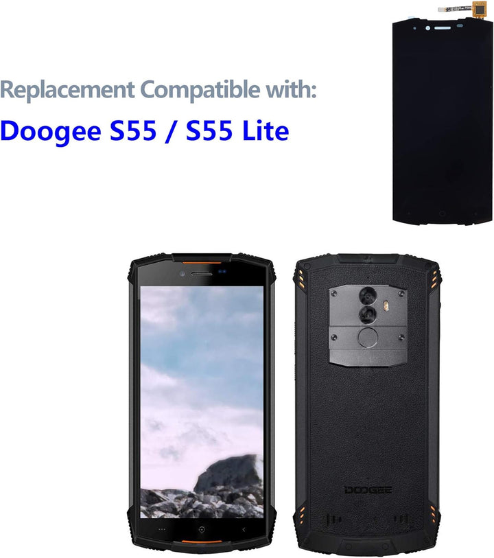 swark LCD Display Kompatibel mit Doogee S55 / S55 Lite (Schwarz ohne Rahmen) LCD Display Touchscreen