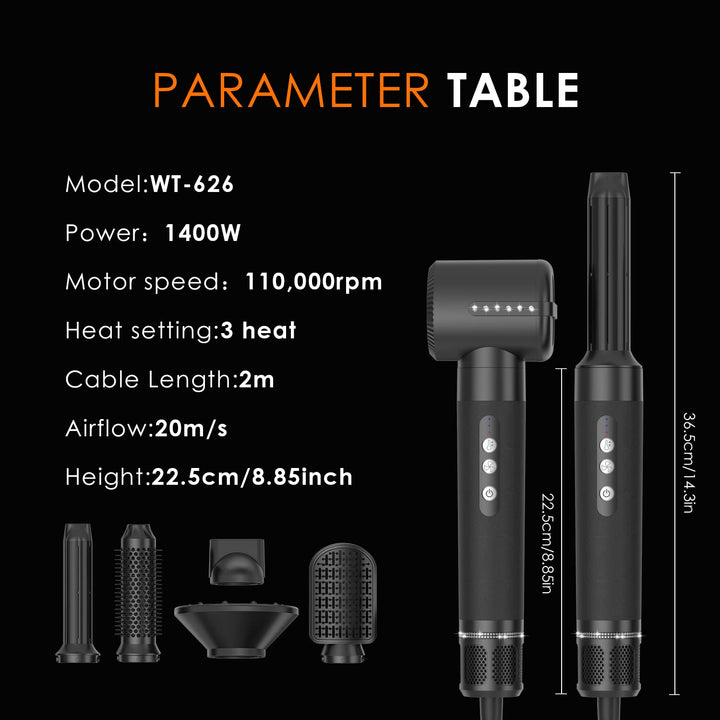 7 in 1 Haarstyler, UKLISS Föhnbürste mit Haartrockner 110000 U/Min Hochtouriger Motor, Warmluftbürst
