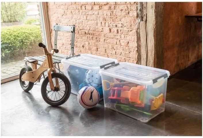 CURVER Box Handy Plus, 65 l, Clips, Weiss – 100% recycelbar, Kunststoff