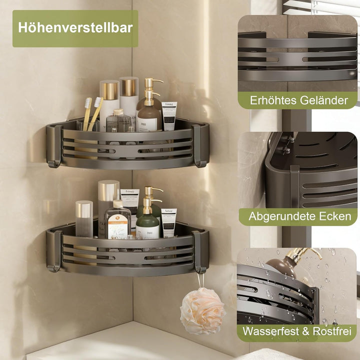 Sufdari Duschablage Ohne Bohren Ecke, Wasserdichter und Rostfreier Duschregal, Badezimmer Regal Orga