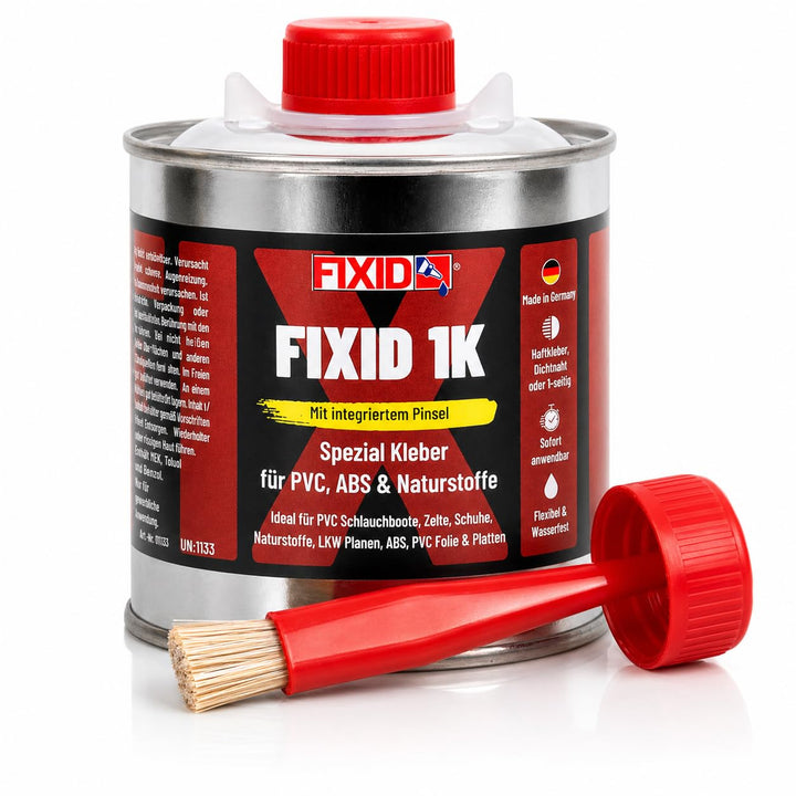 FIXID 1K Schlauchboot Reparatur Kleber extra stark 250ml mit Pinsel - Flüssiger PVC Kleber zum Flick
