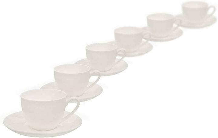 Buchensee Kaffeetassen Set aus Fine Bone China Porzellan. 6 Kaffeetassen je 210ml und 6 Unterteller