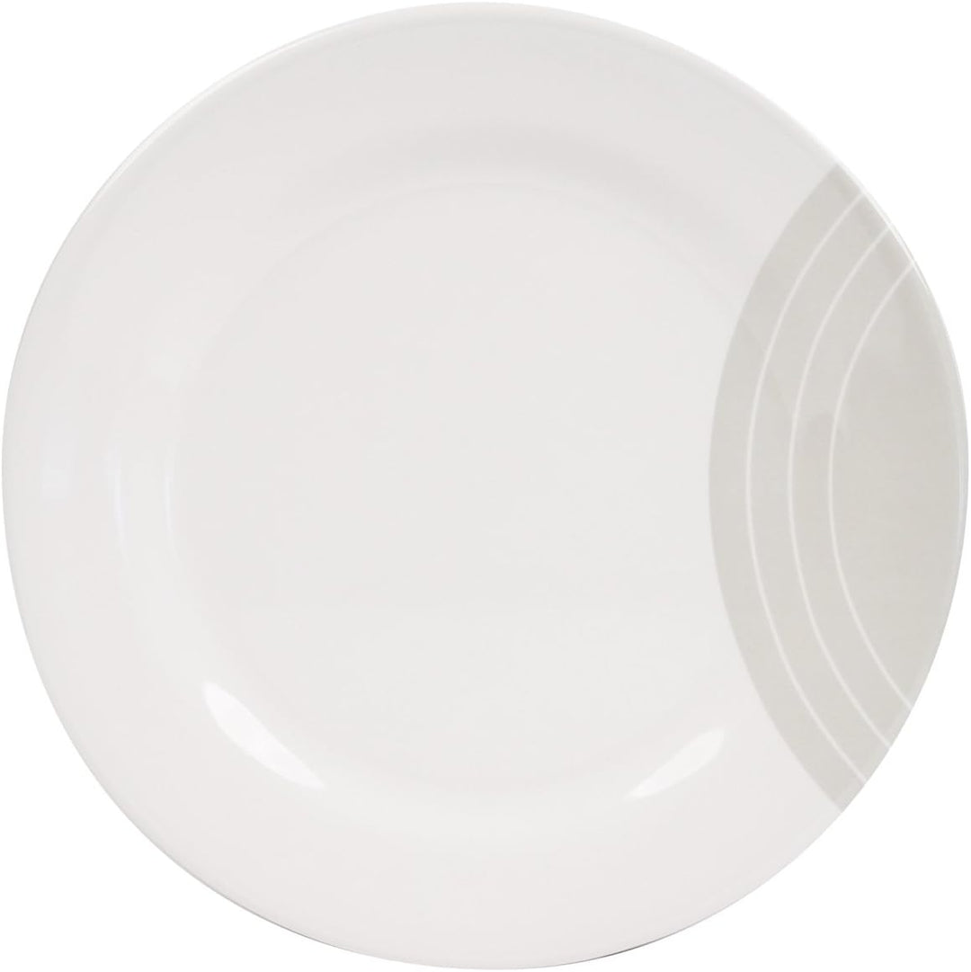 100% Melamin Geschirr Circle elfenbeinweiss/grau/rund - Set wählbar 1, 2, 4 oder 6 Personen - Outdoo
