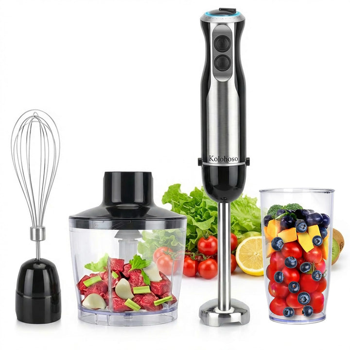 1500W Stabmixer 4 in 1, Pürierstab mit 20 einstellbaren Geschwindigkeiten und Turbo-Modi, Stabmixer