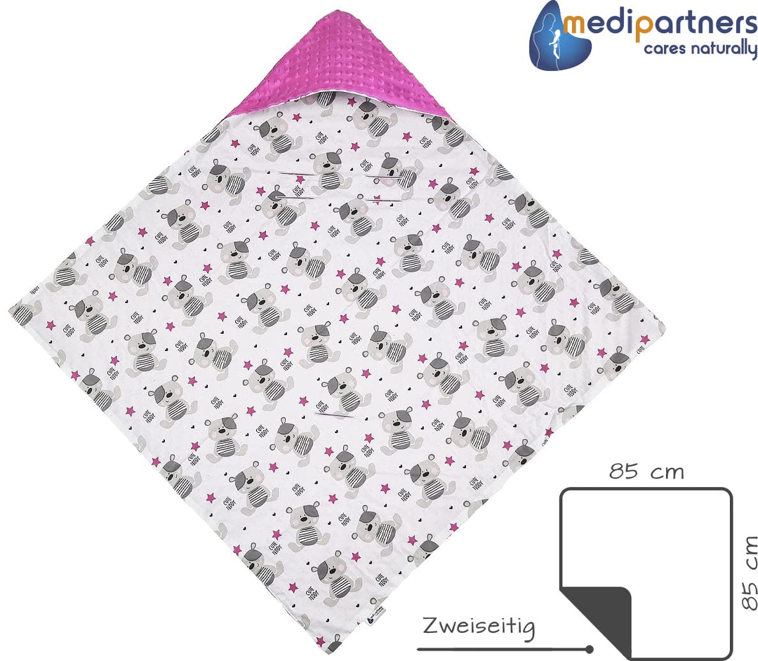 Medi Partners Einschlagdecke 100% Baumwolle 85x85cm Kuscheldecke für Kinderwagen Babyschale universa