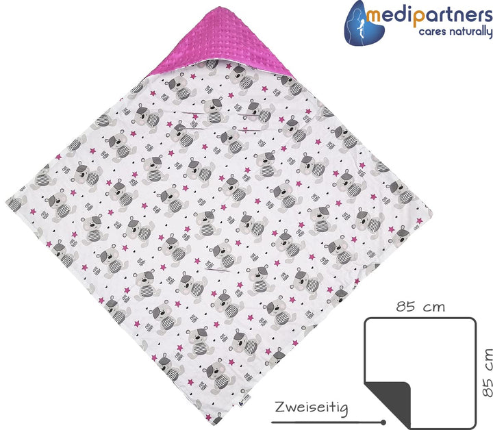 Medi Partners Einschlagdecke 100% Baumwolle 85x85cm Kuscheldecke für Kinderwagen Babyschale universa