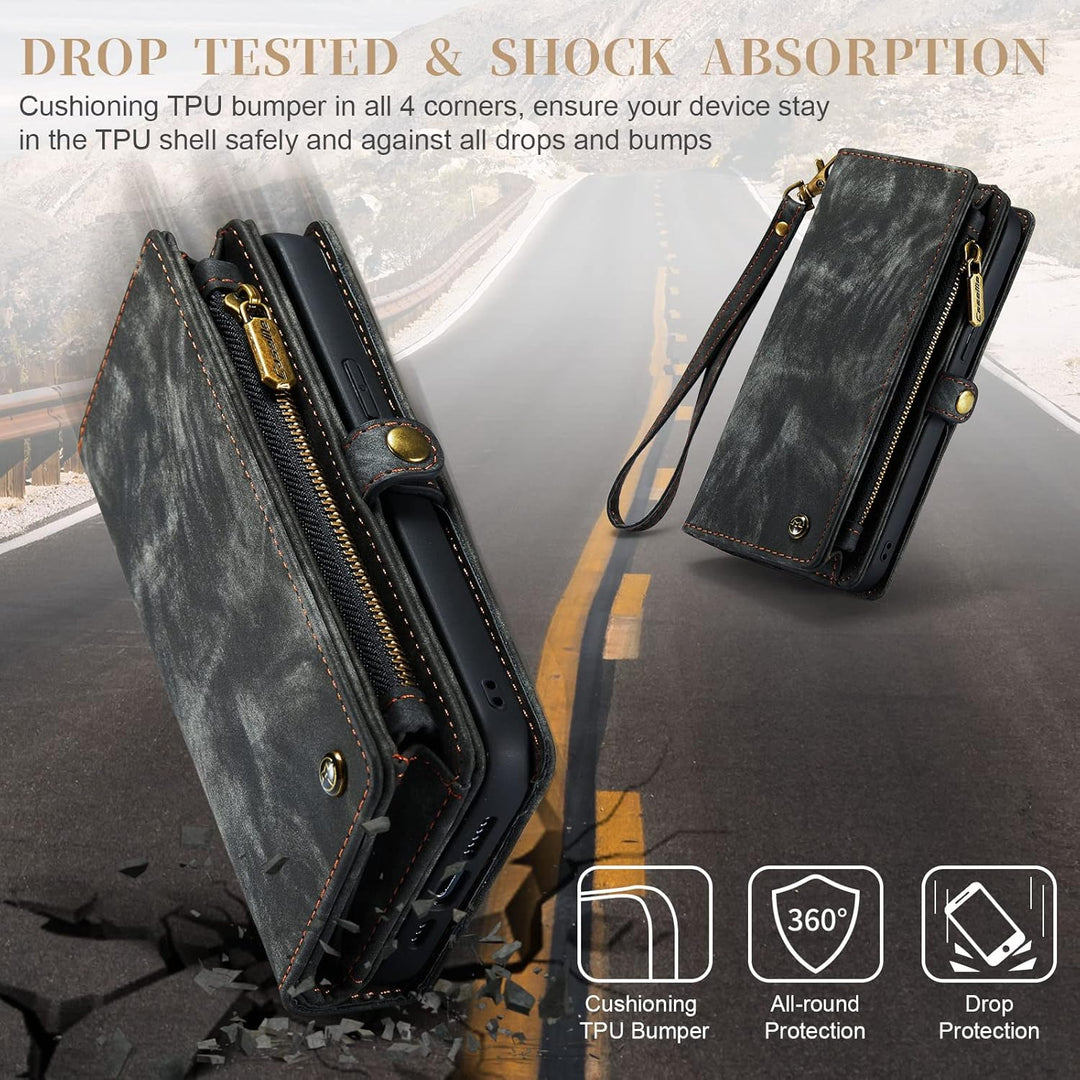 UFinetech iPhone 14 Pro Max Hülle, Flip Leder TPU Stossfest Kartenfach Tasche Handyhülle iPhone 14 P