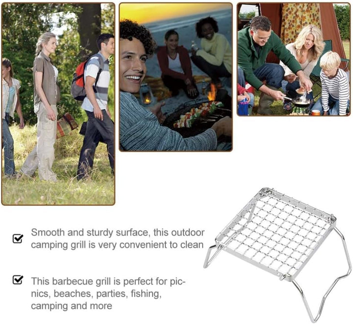 BESPORTBLE Edelstahl Grillgitter Mini Camping Grill Folding Lagerfeuer Grill mit Tragetasche Für Ruc
