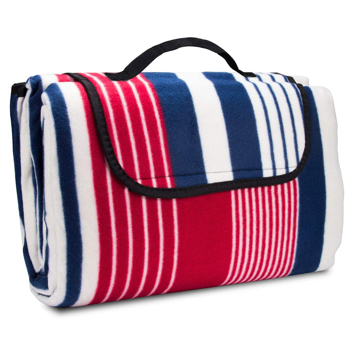 Urhome Picknickdecke 200 x 200 cm in Rot/Blau | Wärmeisoliert und wasserdicht | Fleece und praktisch