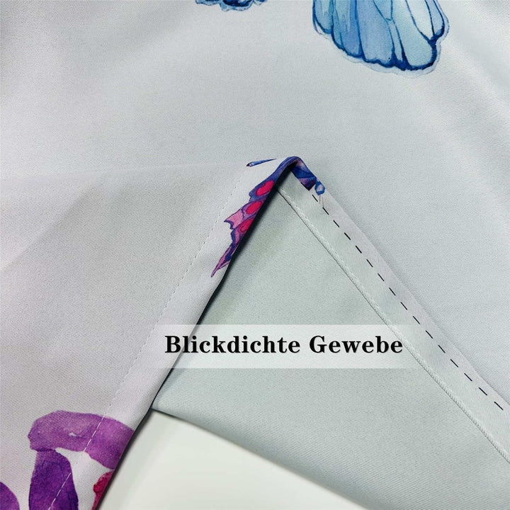 YUANZU Blumen Schmetterling Vorhänge Sommer Aquarell Blume Bunt Ösen Gardinen mit Blickdichte Thermo