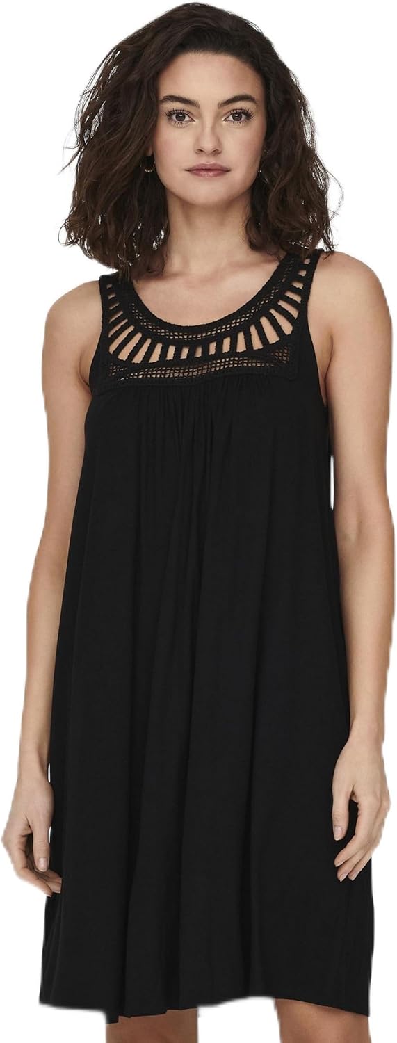 ONLY Female Kleid Normal geschnitten Rundhals Kurzes Kleid XS Schwarz, XS Schwarz
