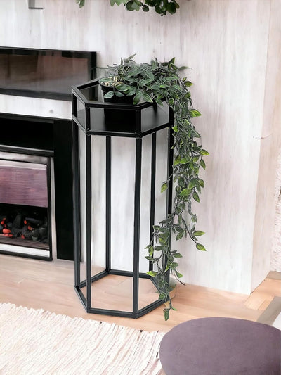 DanDiBo Blumenhocker Metall Schwarz 6eck Blumenständer Beistelltisch 96453 Blumensäule Pflanzenhocke