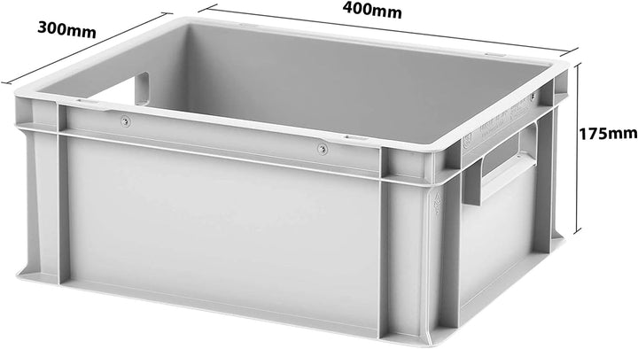 1a-TopStore 4 Stk. Euroboxen EB-417, grau, 40x30x17,5 cm (LxBxH), grau, Volumen: 16,5 Liter, lebensm