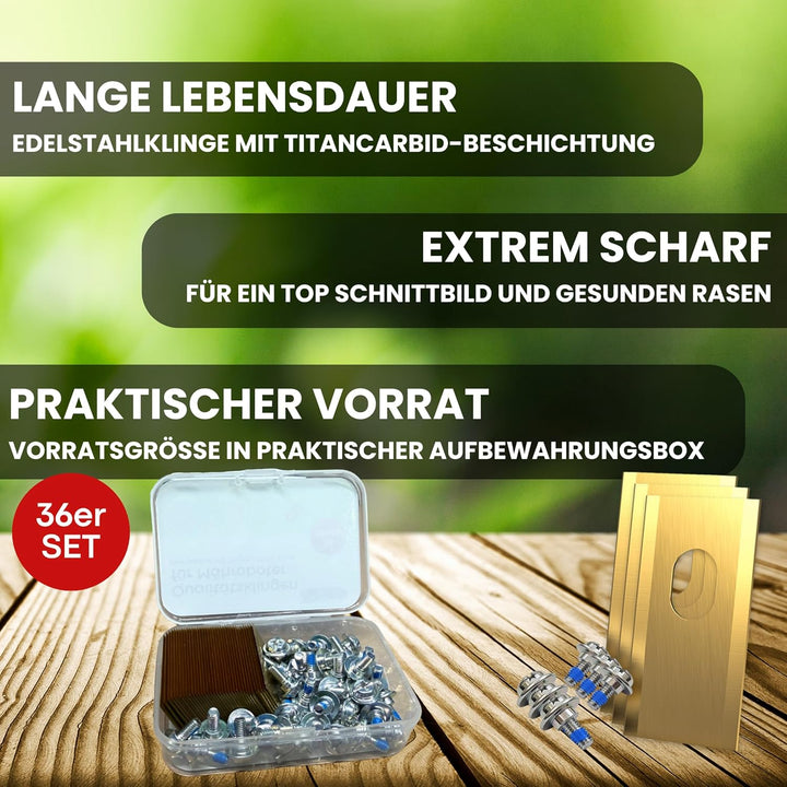 36 x Hochwertige Titan Ersatzmesser & Schrauben mit Sicherung - Kompatibel mit Dreame Mova | VIAX |