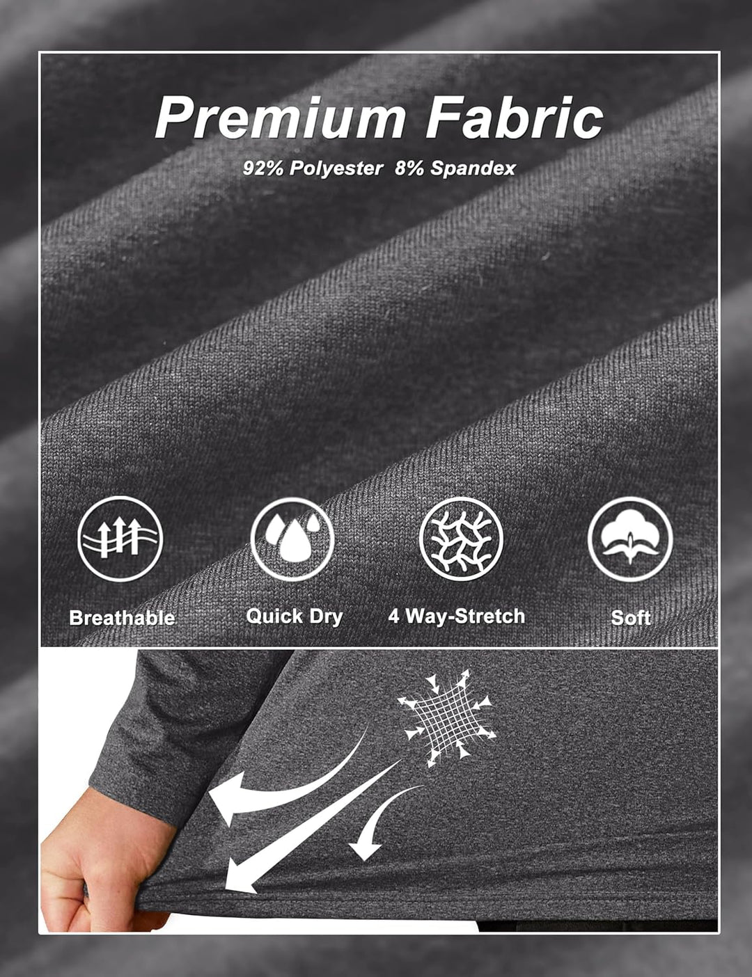 TACVASEN Pullover Herren Langarmshirt Half Zip Fleece Winterpullover Warm Atmungsaktiv Sport Sweatsh