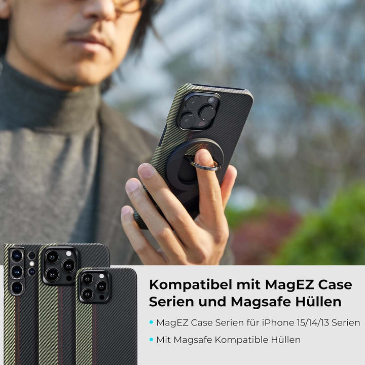 PITAKA Handy Ring Halterung Kompatibel mit Magsafe Magnetischer Griff Einstellbar Fingerhalter für i
