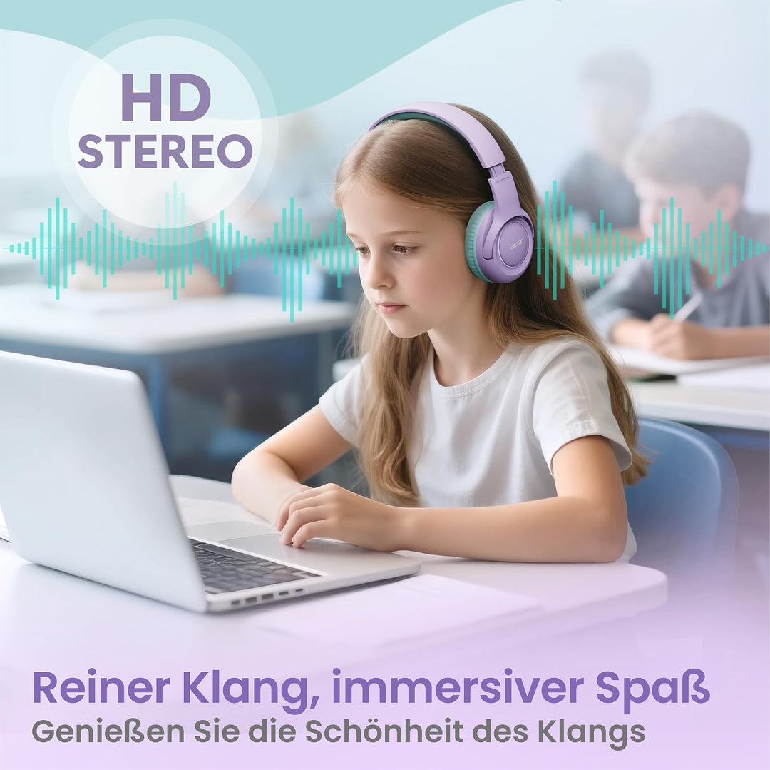 Acer Kopfhörer mit Kabel, Kopfhörer Kinder mit 85/94 dB Lautstärkebegrenzung, Over Ear Faltbare 3.5