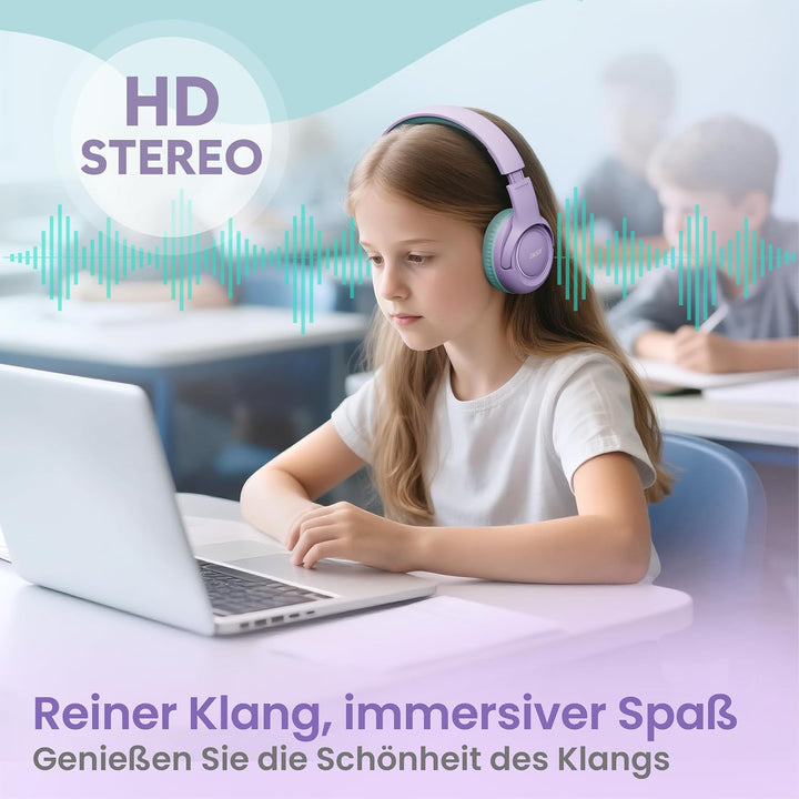 Acer Kopfhörer mit Kabel, Kopfhörer Kinder mit 85/94 dB Lautstärkebegrenzung, Over Ear Faltbare 3.5