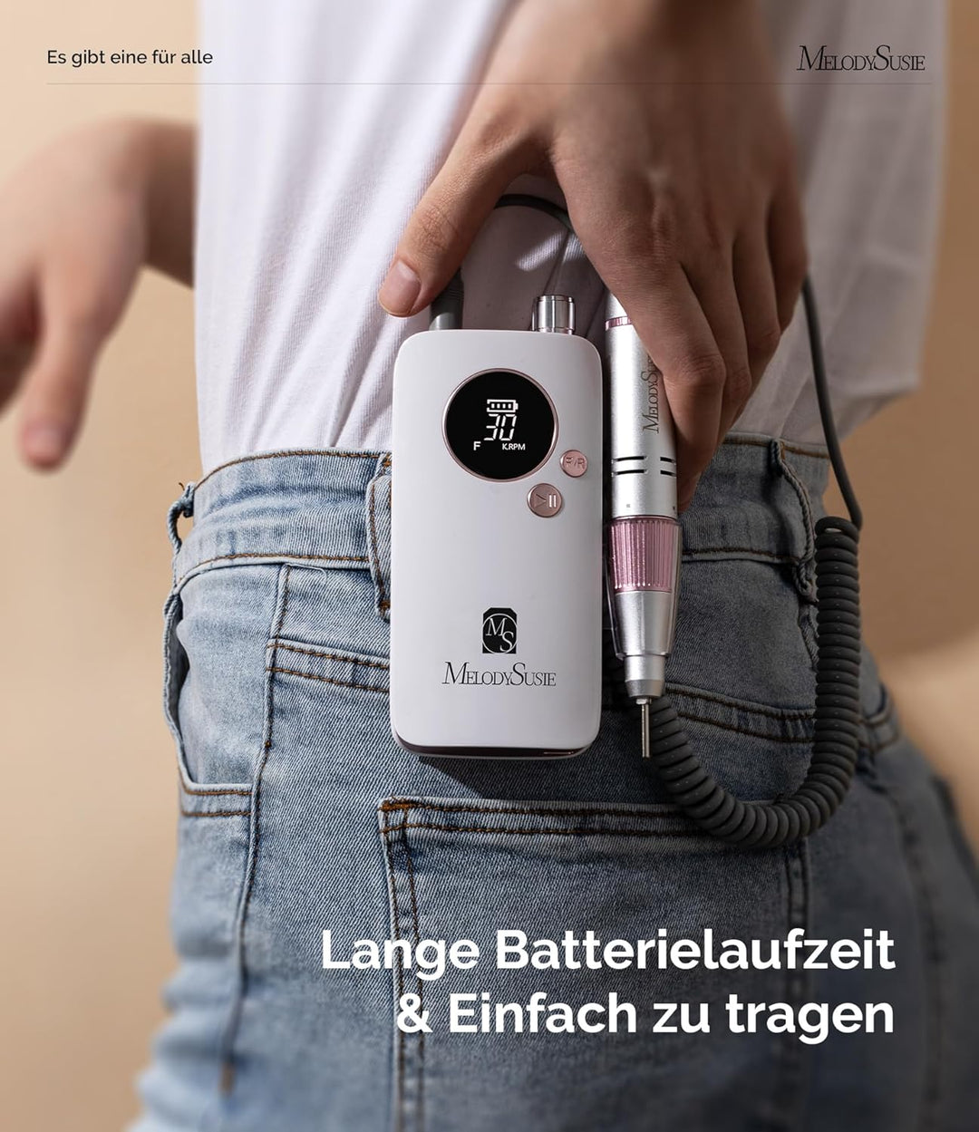 MelodySusie Tragbarer Nagelfräser 30000 RPM, SC320F Professionelle Kabellose Elektrische Nagelfeile