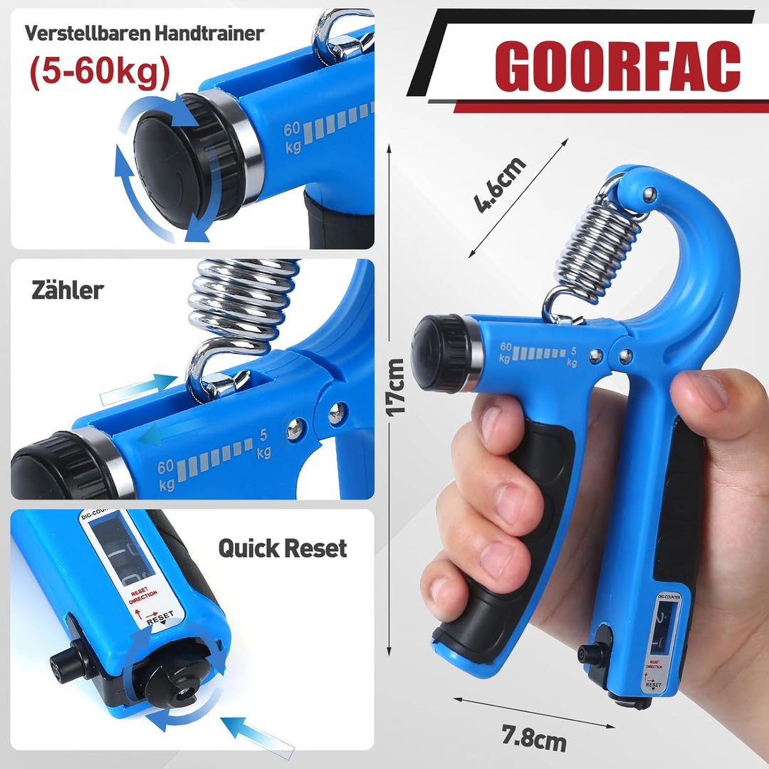 GOORFACHandtrainer Fingertrainer (6-teilig) Griffkraft Trainer Krafttraining Griffstärker Verstellba