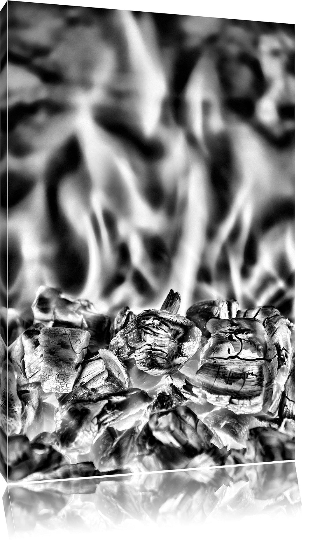 Pixxprint Loderndes Feuer / 100x70cm Leinwandbild bespannt auf Holzrahmen/Wandbild Kunstdruck Dekora
