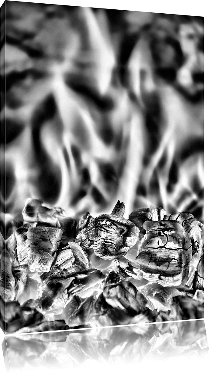 Pixxprint Loderndes Feuer / 100x70cm Leinwandbild bespannt auf Holzrahmen/Wandbild Kunstdruck Dekora