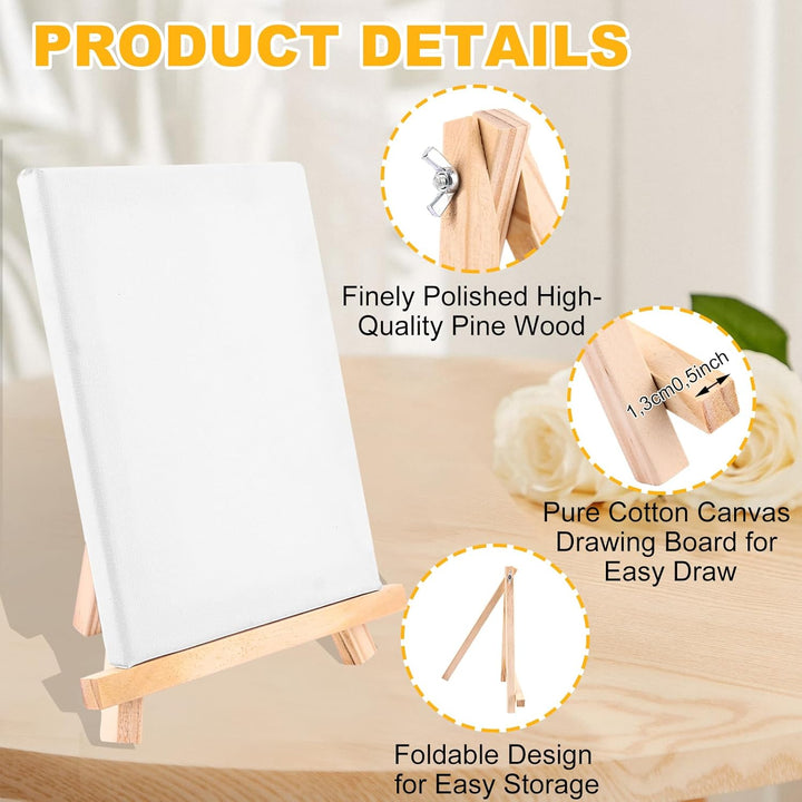 6 Stück Leinwand mit Staffelei Klein Leinwand Ständer Set (leinwand 15x20 cm und Staffelei 18x24 cm)