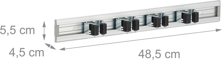 Relaxdays Gerätehalter Wandhalterung, 2er Set, Besenhalter Wand, je 4 Wandklemmen, für Gartengeräte,