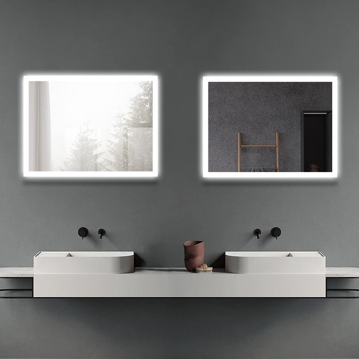 Boromal LED Badspiegel mit Beleuchtung 40x60cm Wandspiegel Lichtspiegel Vertical & Horizontal Badezi