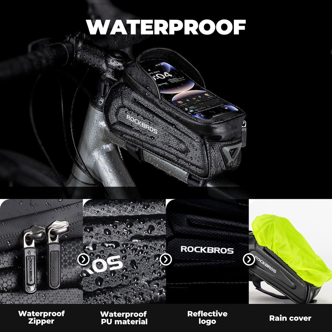 ROCKBROS Fahrrad Rahmentasche Lenkertasche Wasserdicht Handytasche für Smartphone bis zu 6.8 Zoll mi