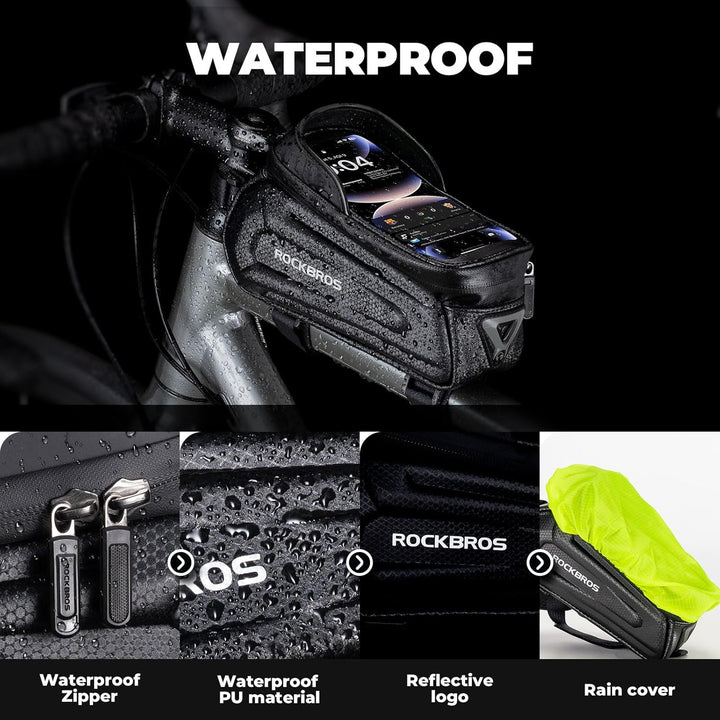 ROCKBROS Fahrrad Rahmentasche Lenkertasche Wasserdicht Handytasche für Smartphone bis zu 6.8 Zoll mi