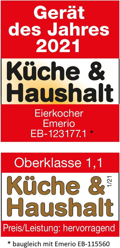 Emerio bester Eierkocher EB-115560 kocht alle drei Garstufen [weich|mittel|hart] in nur einem Kochvo