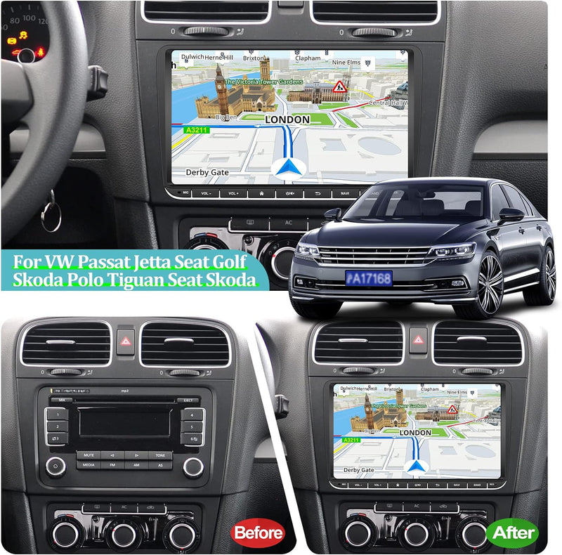 NHOPEEW 9 Zoll Double Din Autoradio für VW Golf Passat Polo EOS Octavia / Skoda / Seat , Android Tou