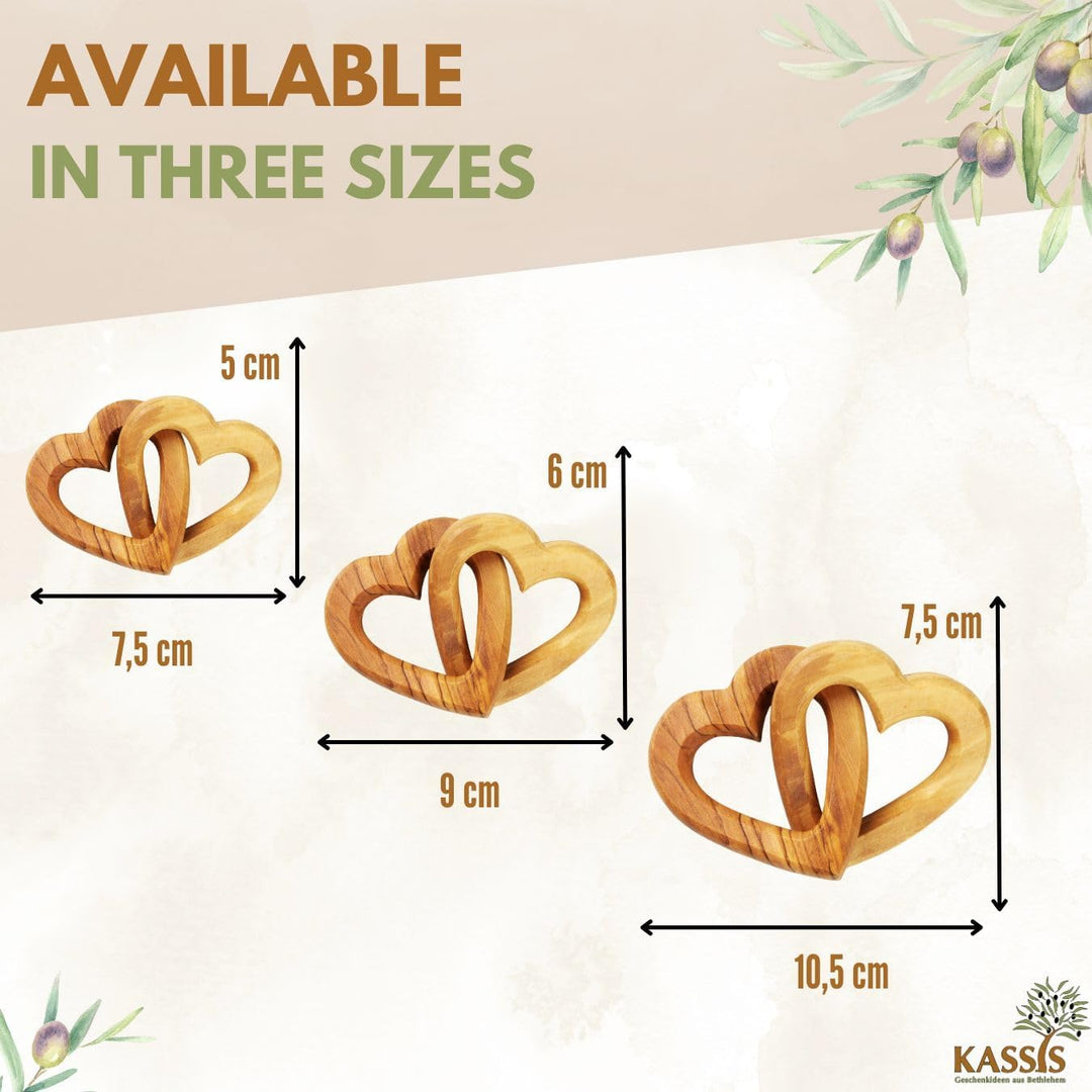Kassis Geschenkartikel Olivenholz-Herzen für Brautpaar, zum Valentinstag, Jubiläum, Hochzeitstag, Ge