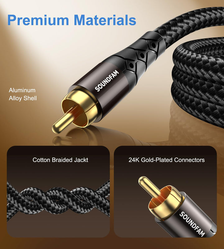 RCA Splitter Kabel 2M RCA Y Splitter 1 Stecker Auf 2 Stecker Subwoofer Y Kabel Bi-Direktional [Doppe
