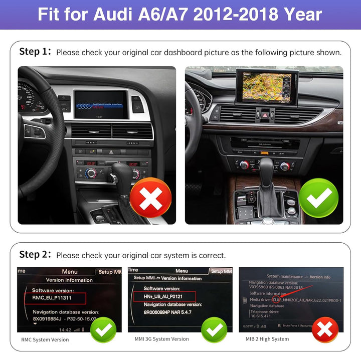 Road Top 12,3 Zoll Ultraschmaler Autoradio CarPlay für Audi A6/A7 (2012-2018)