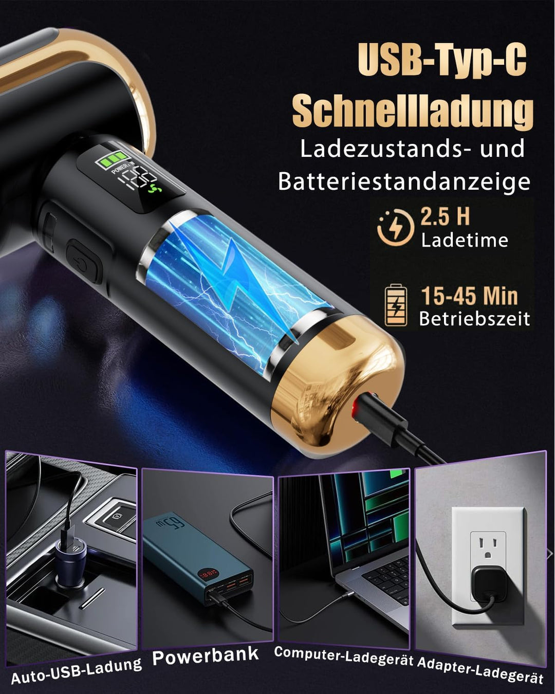Handstaubsauger Akku Kabellos,Mini Auto staubsauger stark 27000PA | Tragbarer kabelloser Handstaubsa