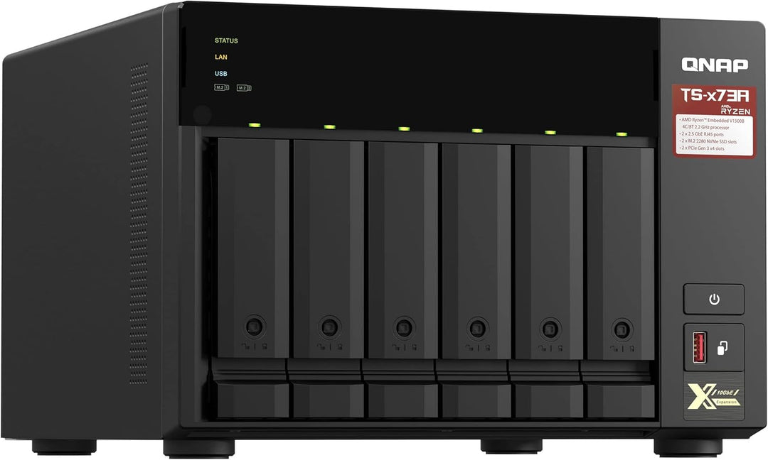 Qnap TS-673A-8G 6-Bay NAS, AMD Ryzen V1000 Series V1500B 4C/8T 2,2 GHz, One Size NAS Single 6-bay 8G