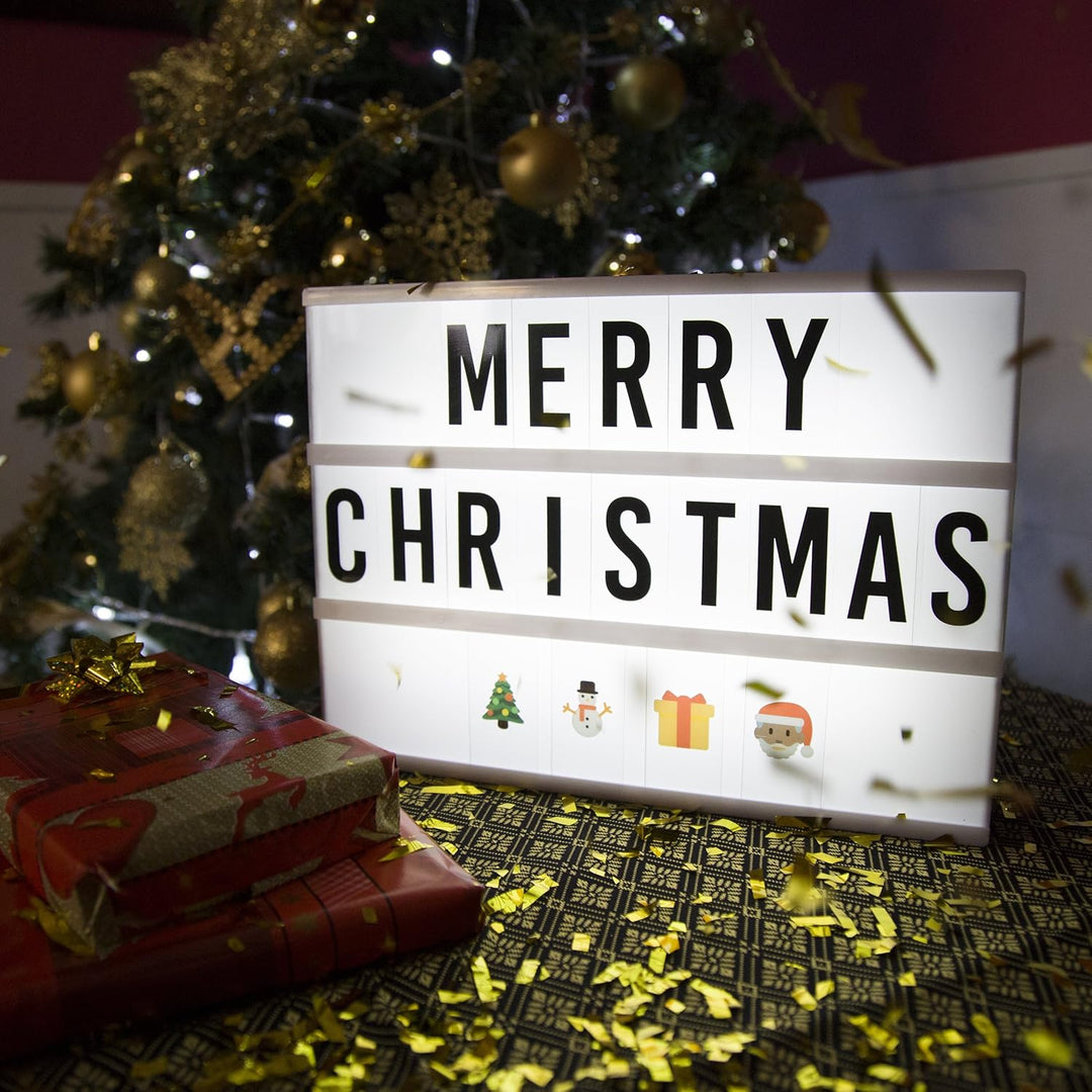 BONNYCO Light Box A4 mit 400 Buchstaben, Emojis, 2 Stifte, Ä Ö Ü ss Enhalten. Led Lichtkasten Buchst