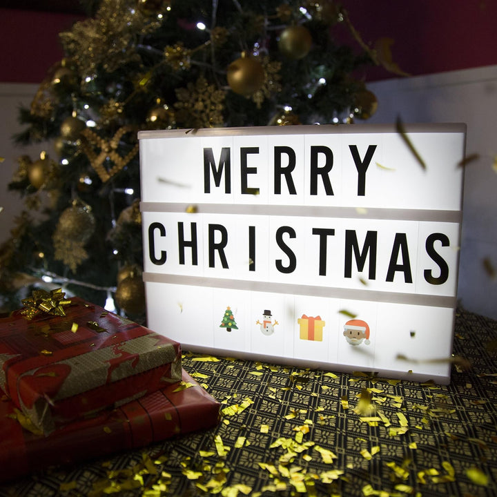 BONNYCO Light Box A4 mit 400 Buchstaben, Emojis, 2 Stifte, Ä Ö Ü ss Enhalten. Led Lichtkasten Buchst