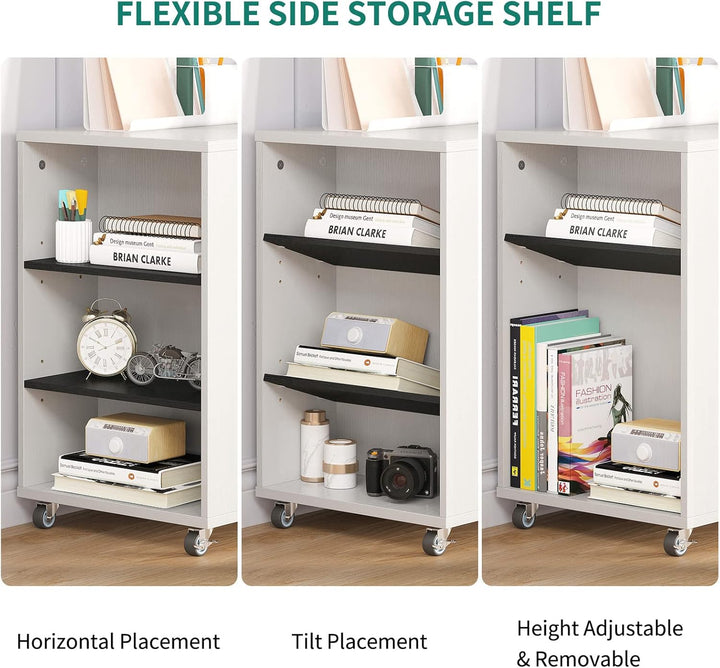YITAHOME Rollcontainer aus Holz, Mobiler Aktenschrank, seitlicher Aufbewahrungsschrank für Schreibwa