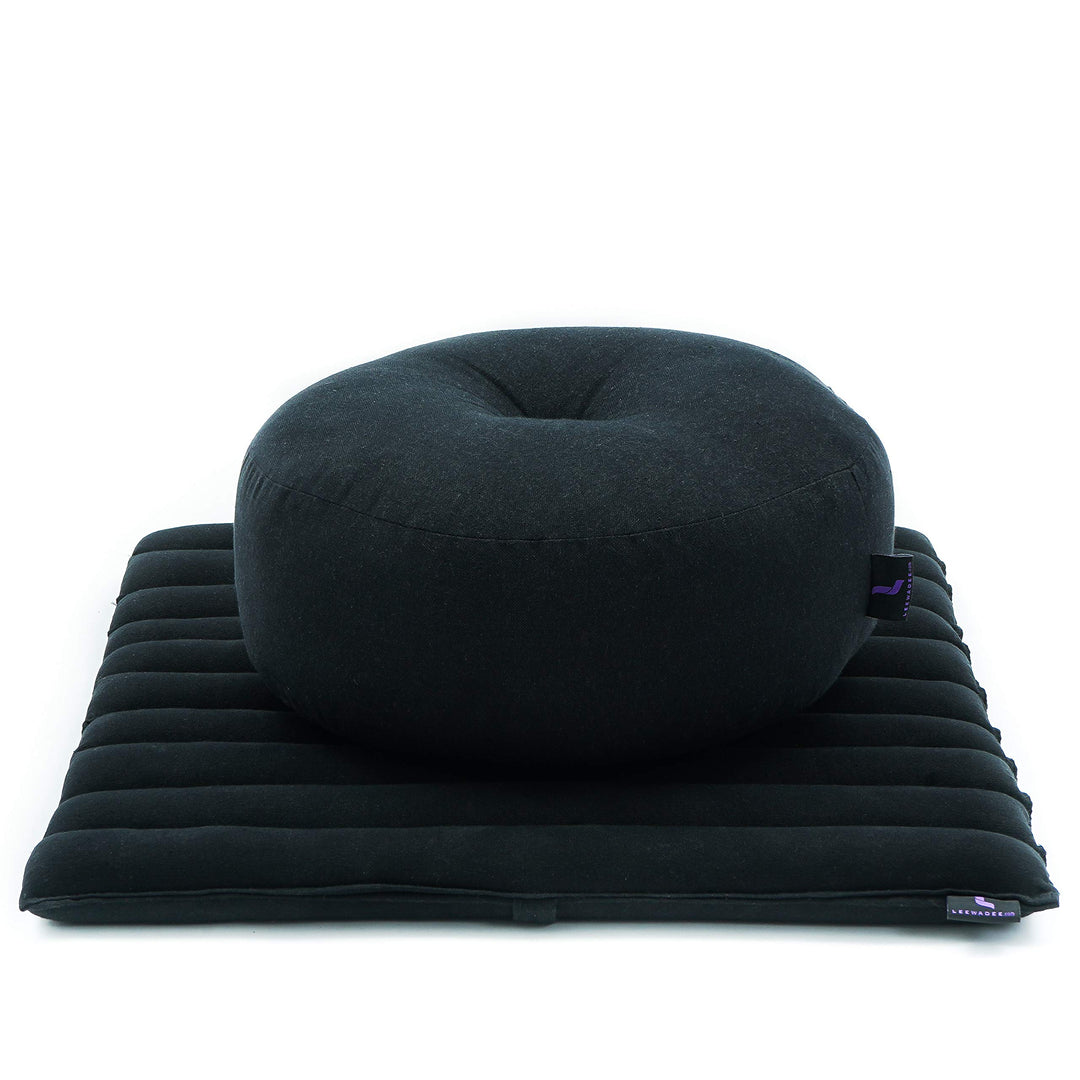Leewadee Meditationsset Yogaset aus Meditationskissen Zafu und Kleiner rollbarer Sitzmatte Zabuton Ö