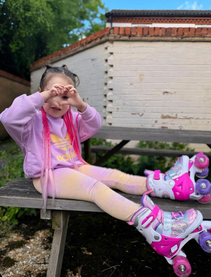 Nattork Kinder Rollschuhe für Mädchen und Jungen, 4 Grössen Verstellbar, Vierrad-Rollschuhe mit Schm