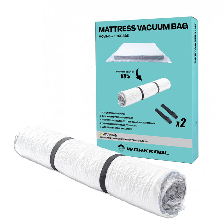 WORKKOOL Vakuumversiegelte Beutel für Lagerung von Matratzen, Vakuum-Matratzenbeutel für Umzug, Plat