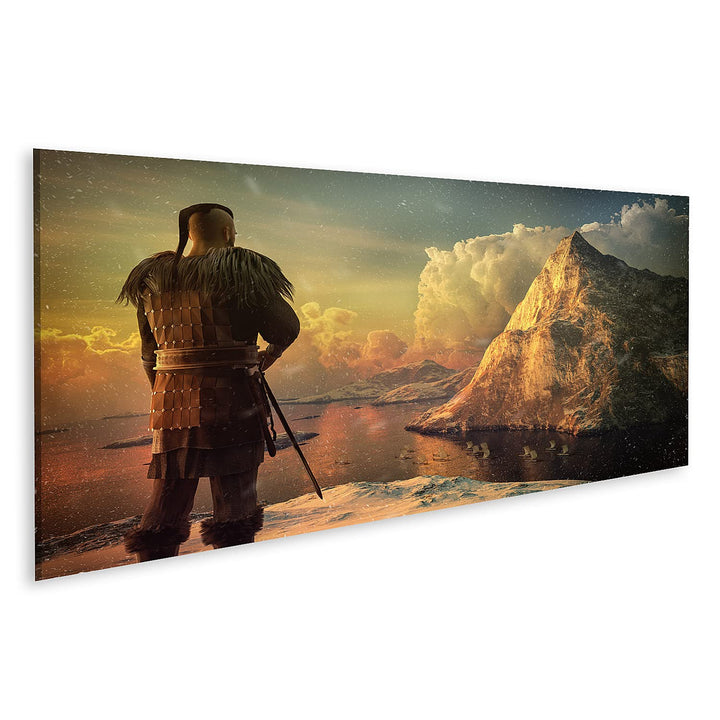 islandburner Bild auf Leinwand Wikinger Krieger Meer Schnee Berg Bilder Wandbilder Poster Leinwand 1