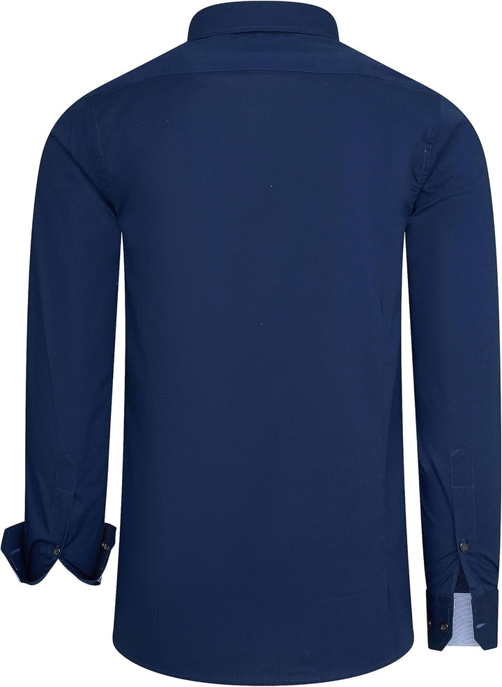 Rusty Neal Freizeit-Hemd Herren Langarm Stretch Hemd im Kontrast Desgin Slim Fit S - 3XL 022 S Marin